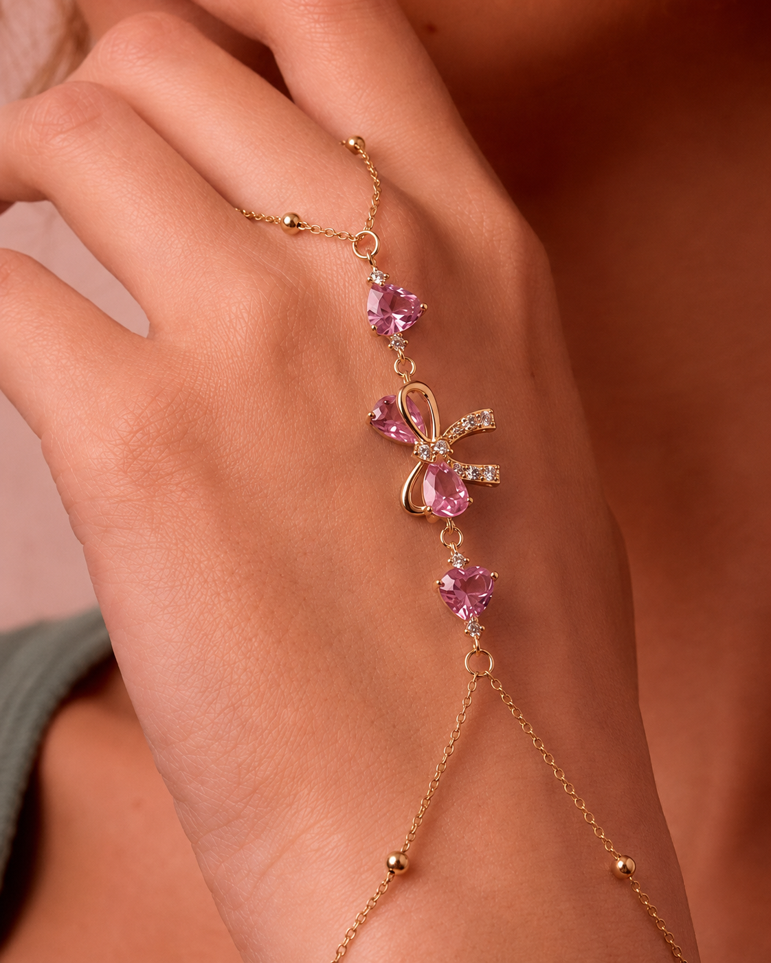 ribbon hand chain bracelet