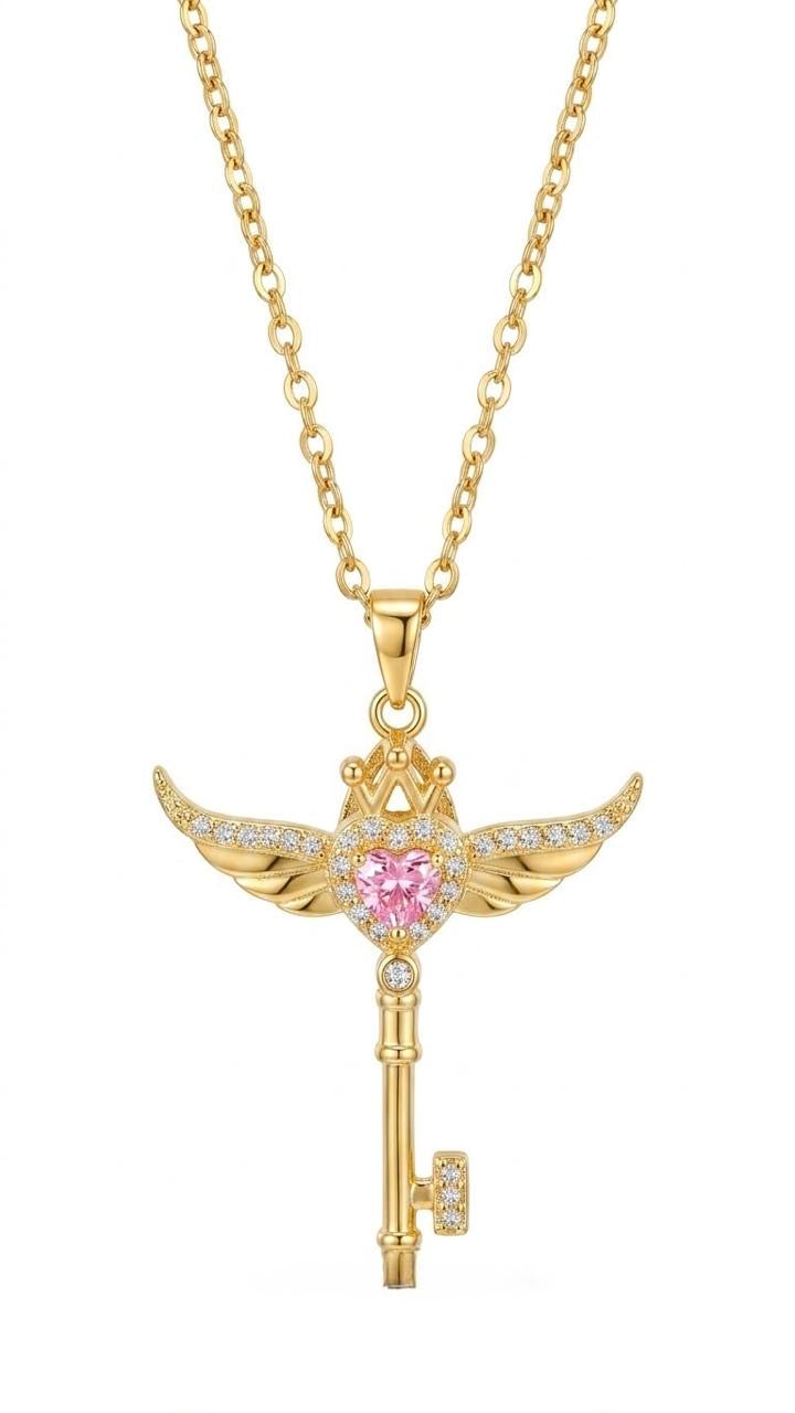 Heart key necklace