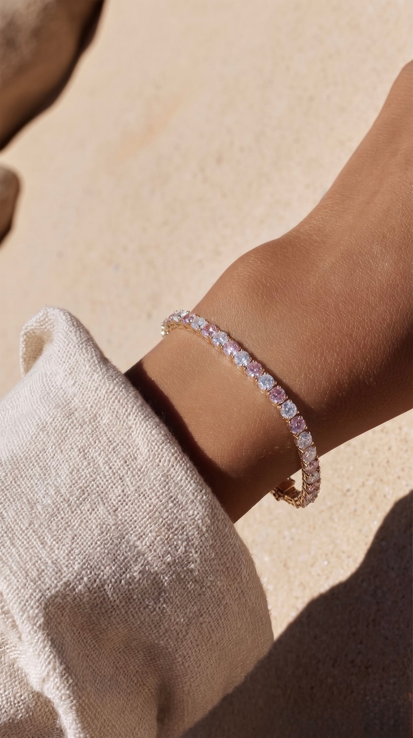Pink & crystal TENNIS BRACELET