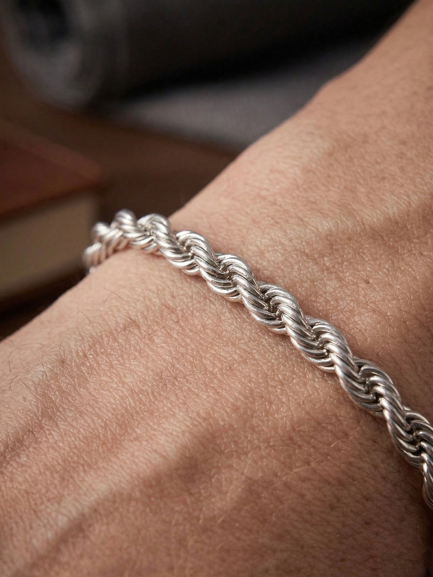 Twisted Rope Bracelet - Silver