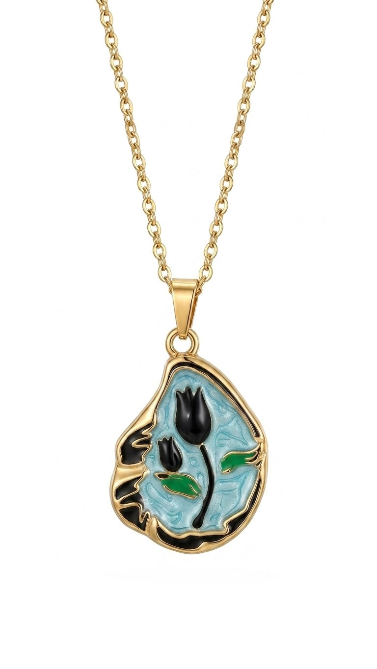 flower mosiac necklace