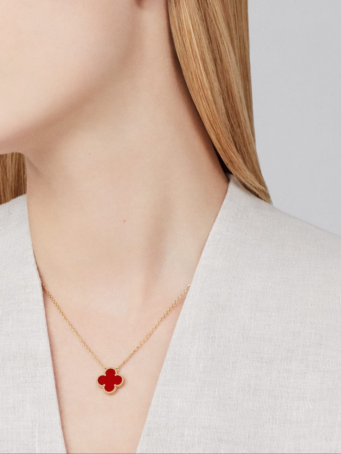Single Van Cleef Necklace - Red