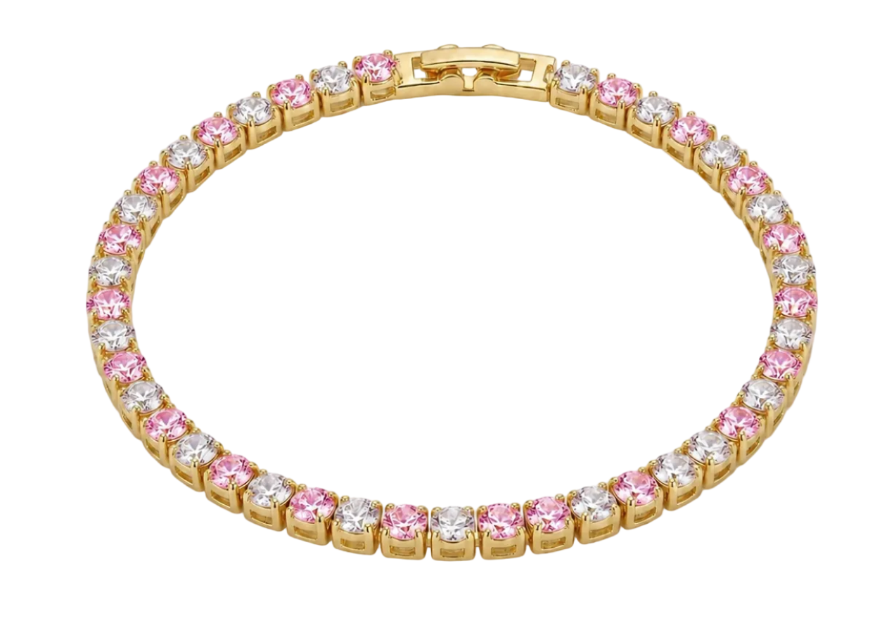 Pink & crystal TENNIS BRACELET