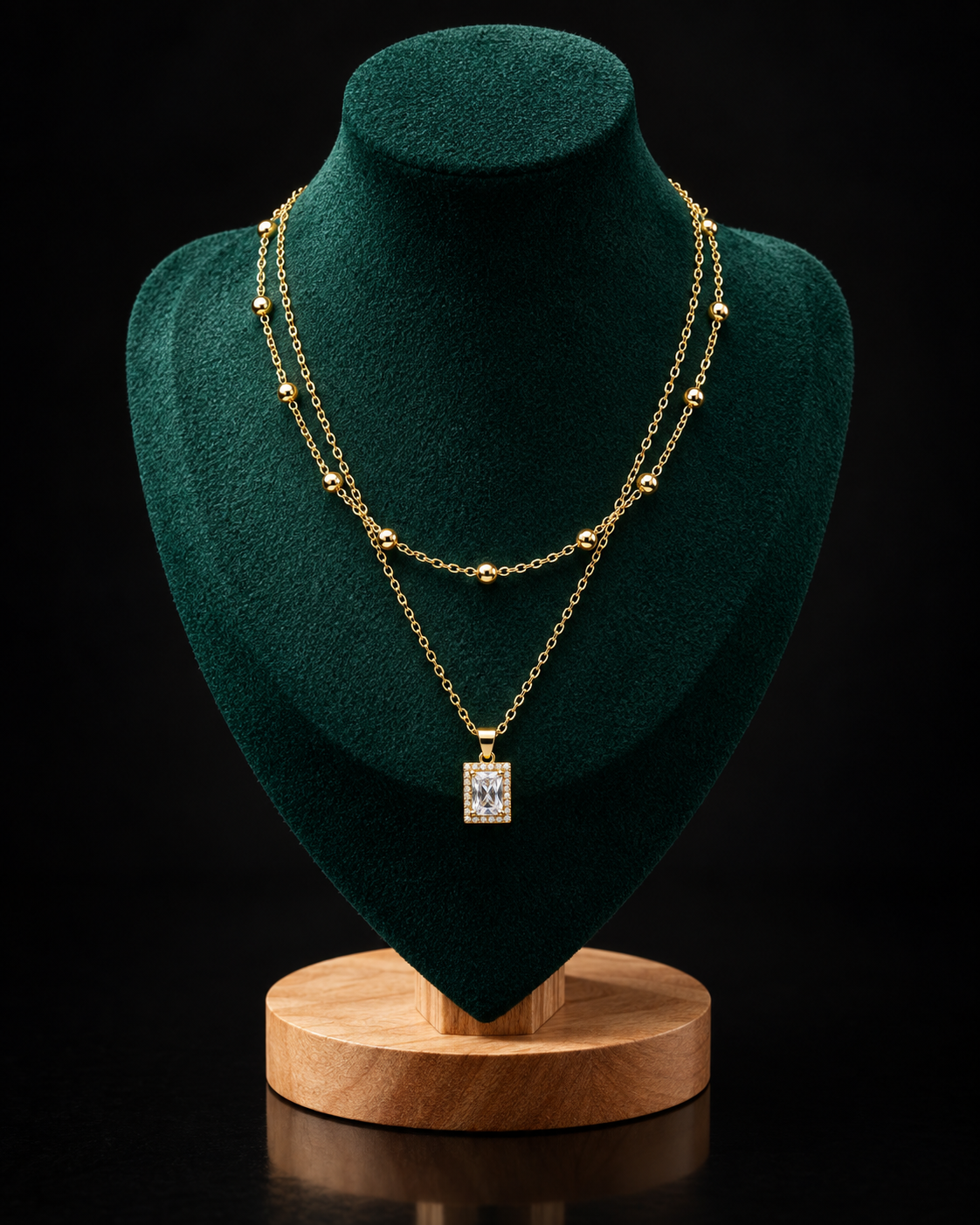 crystal layered necklace
