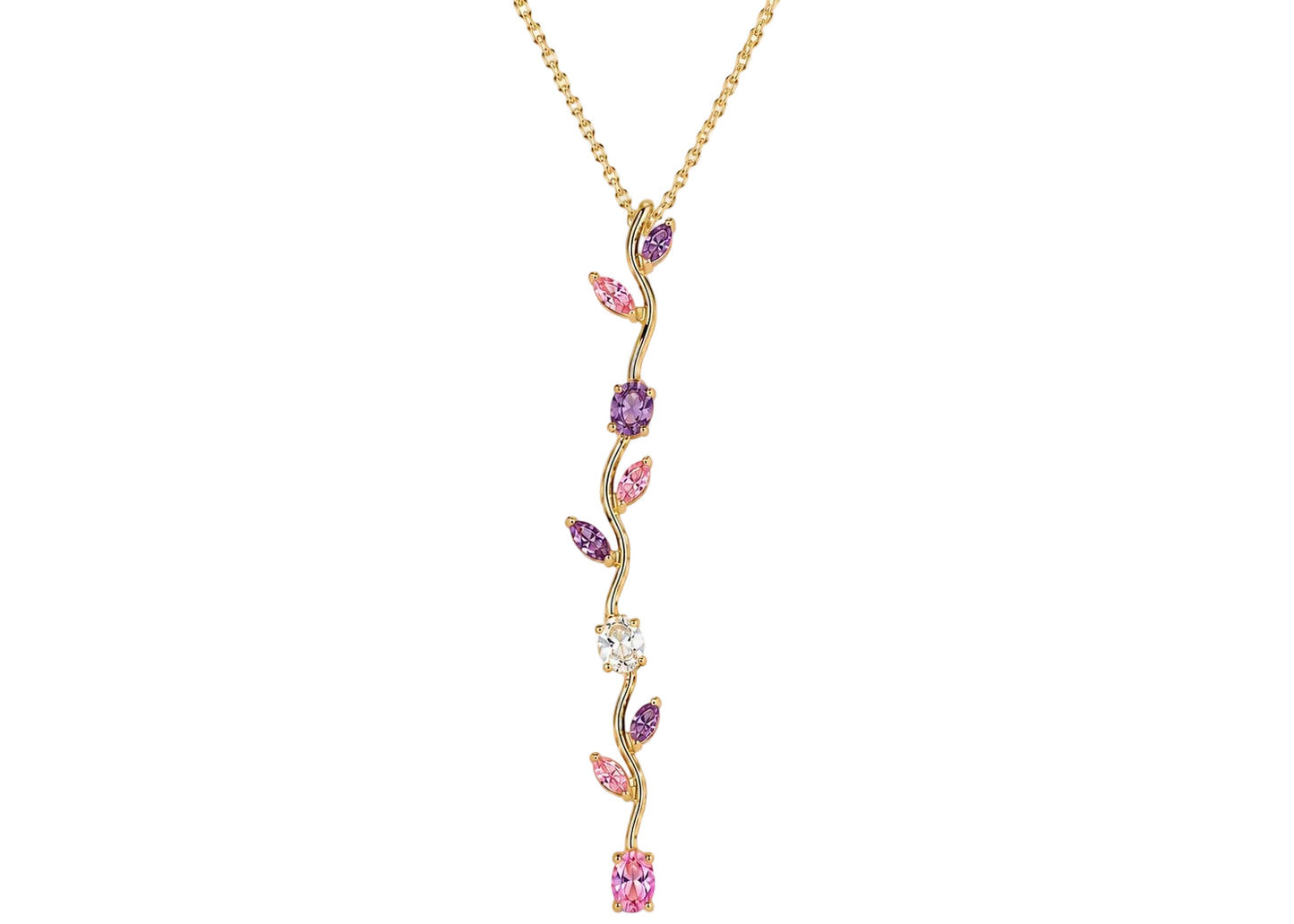 Tulip Drop Necklace - Pink & Purple