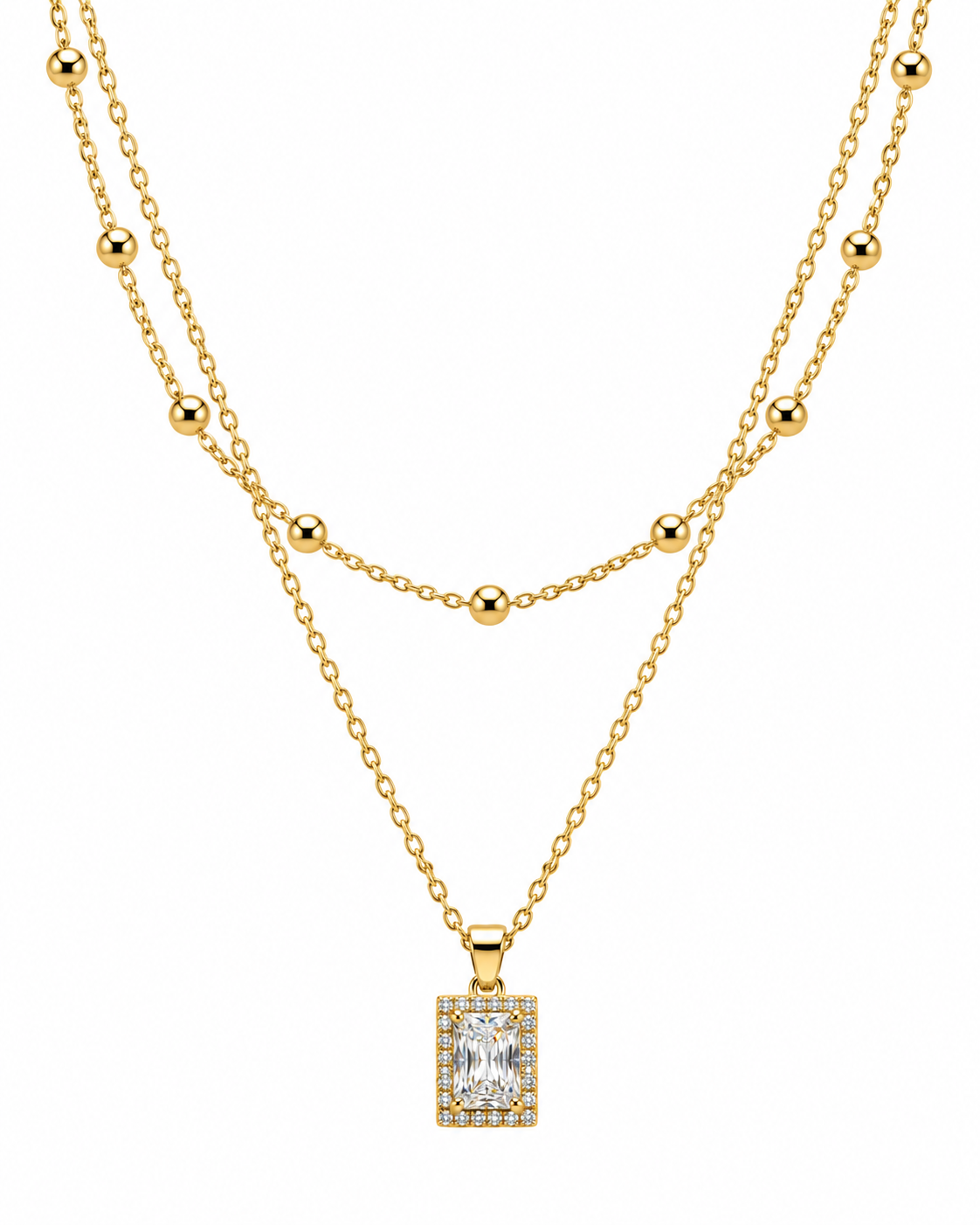 crystal layered necklace