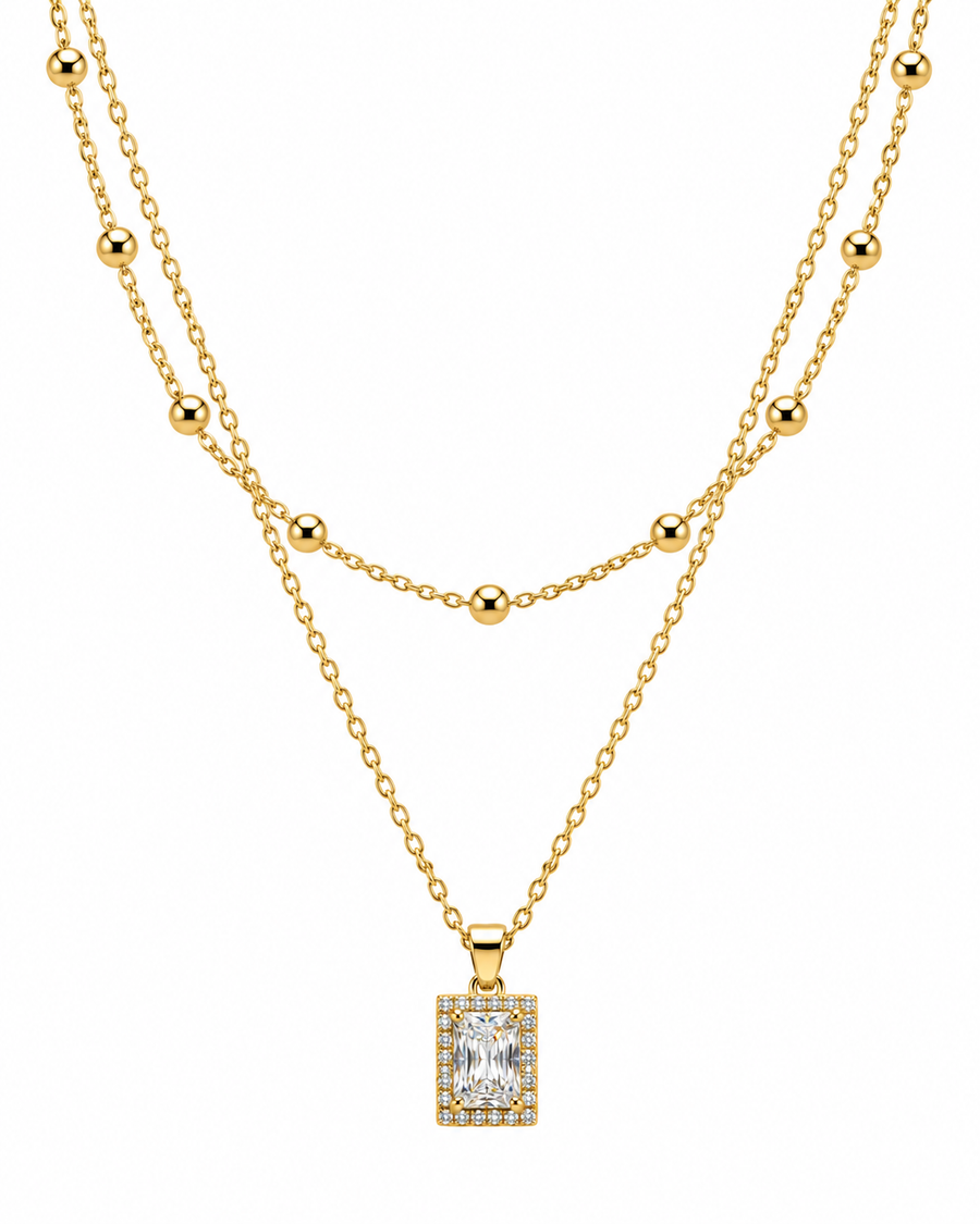 crystal layered necklace