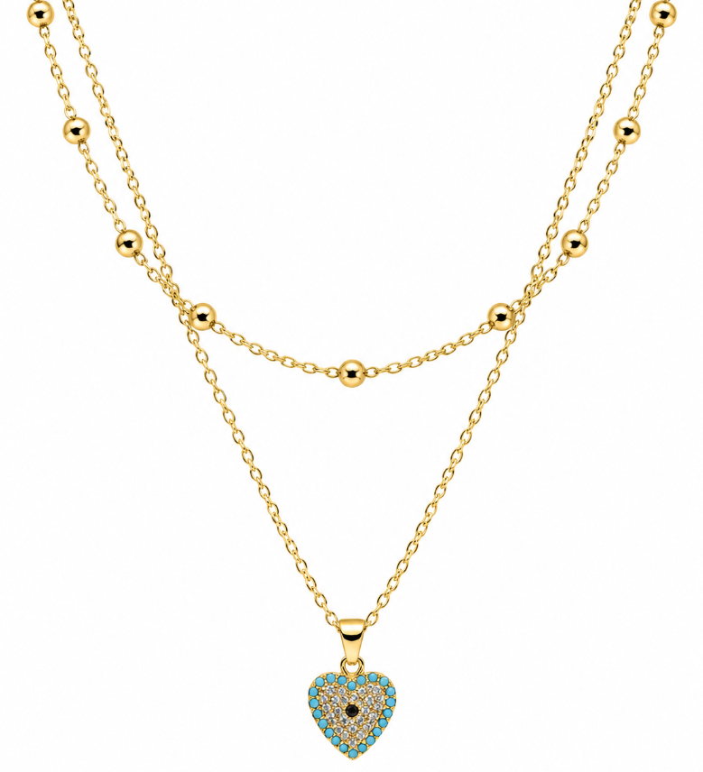 Heart drop layered necklace