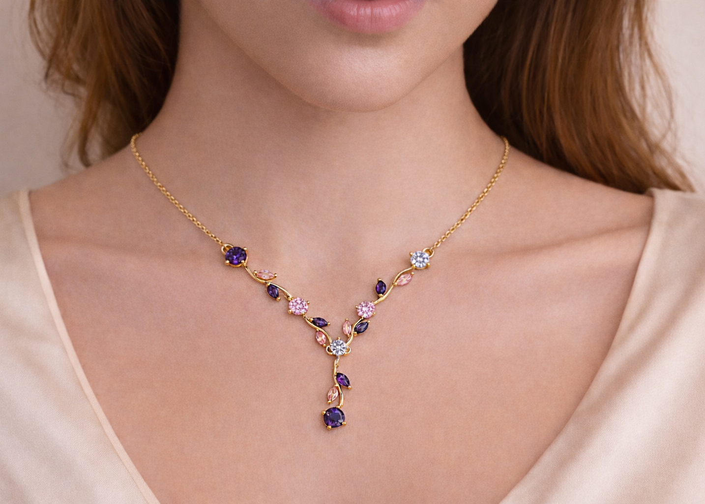 Tulip Necklace - Pink & Purple