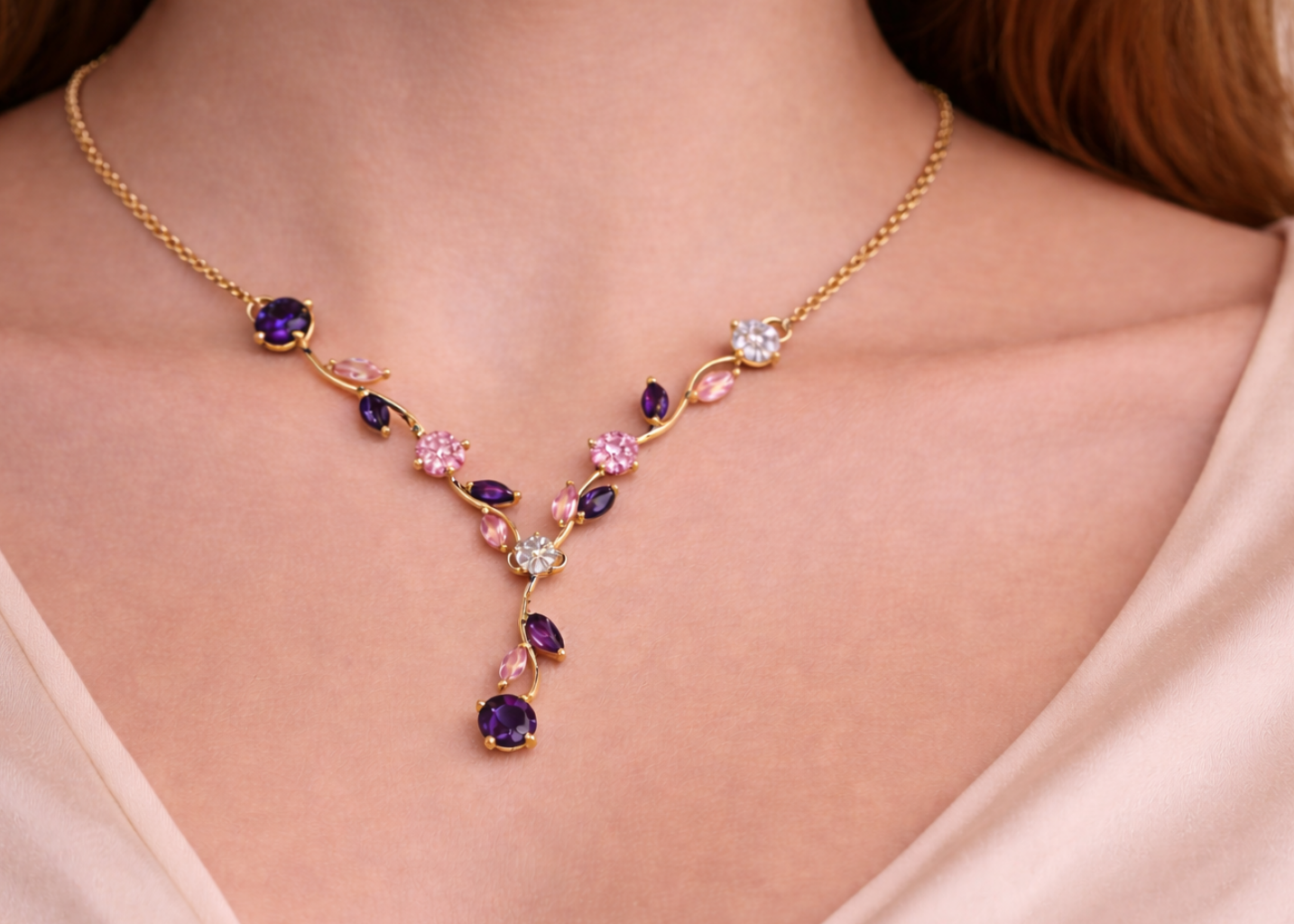 Tulip Necklace - Pink & Purple