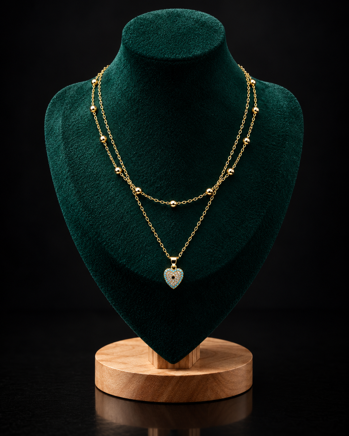 Heart drop layered necklace