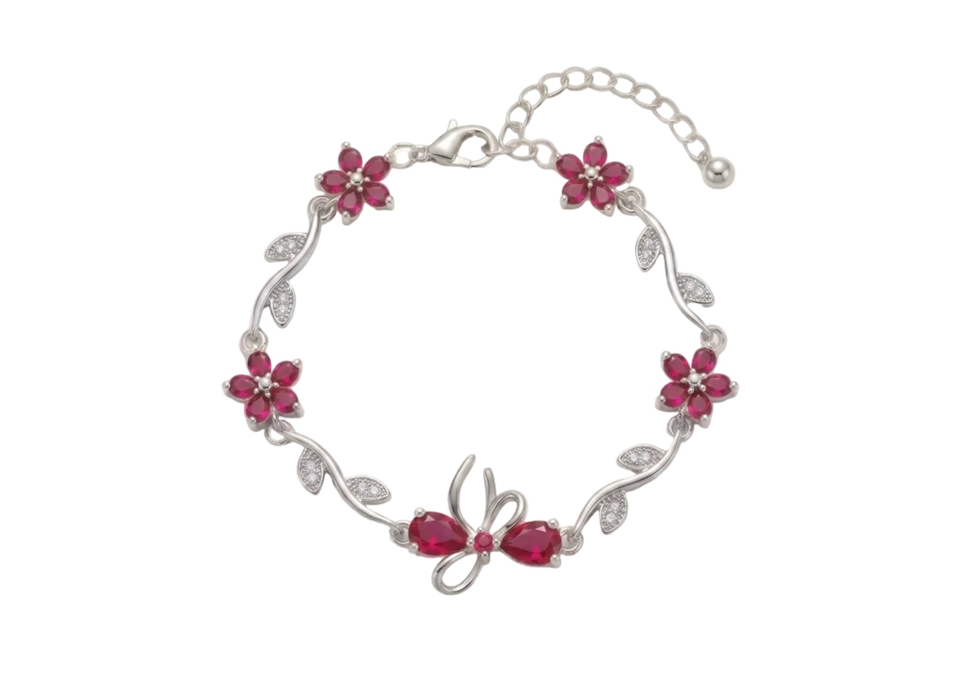 Ribbon Bracelet - Silver & Red