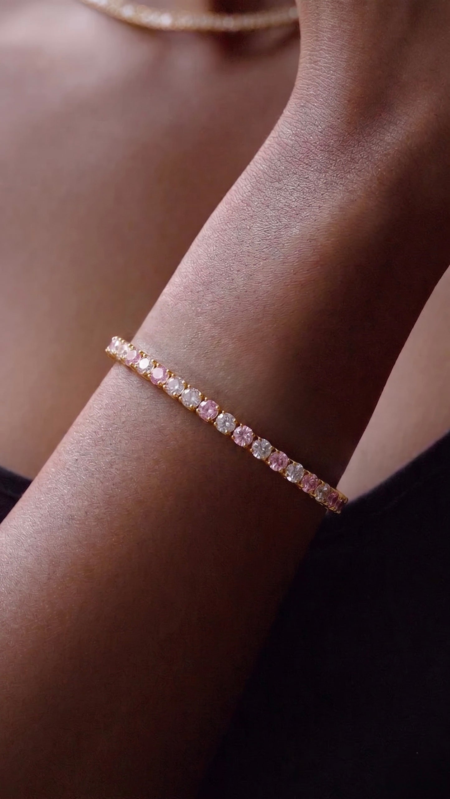 Pink & crystal TENNIS BRACELET