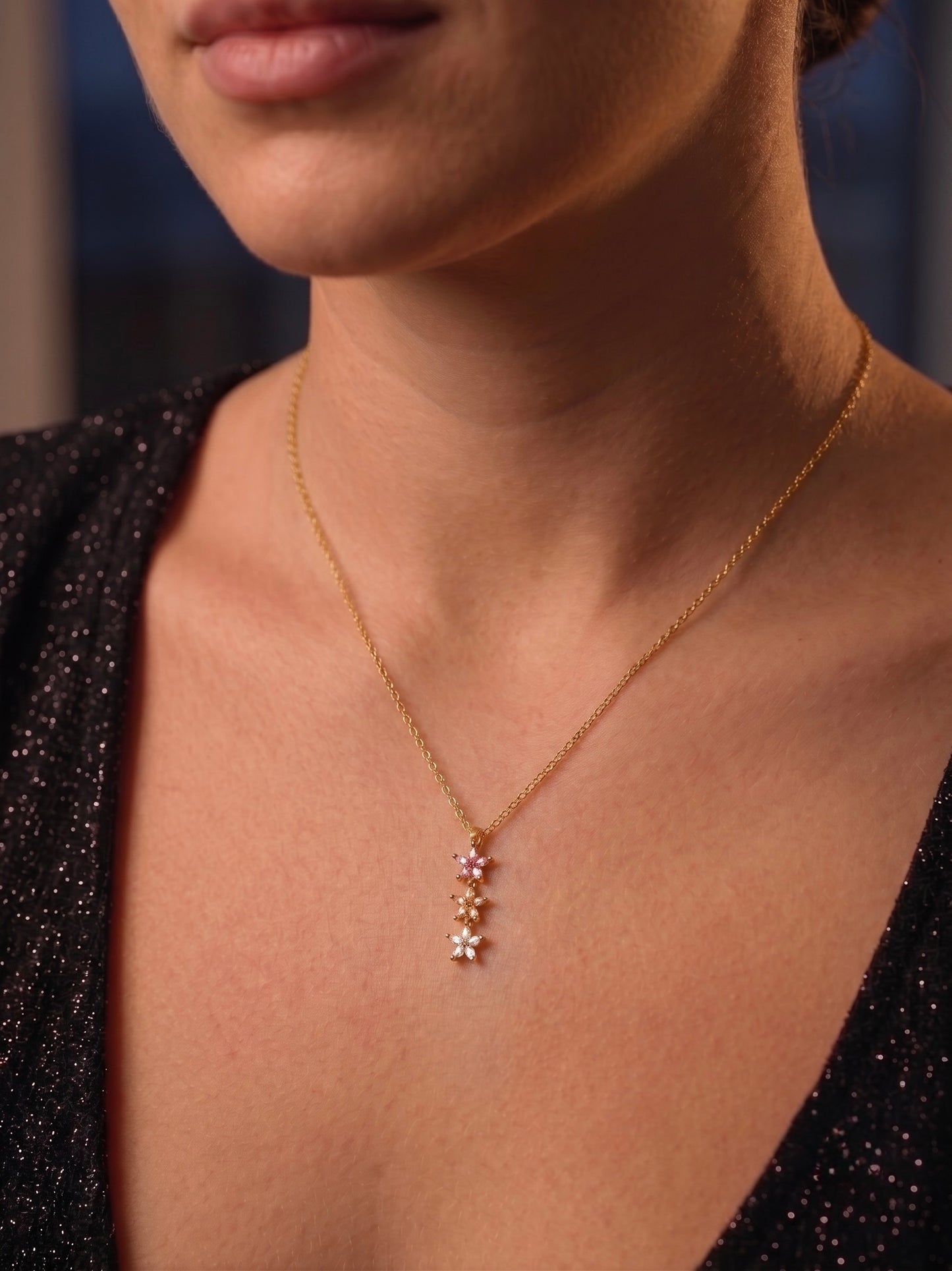 crystal stars drop necklace