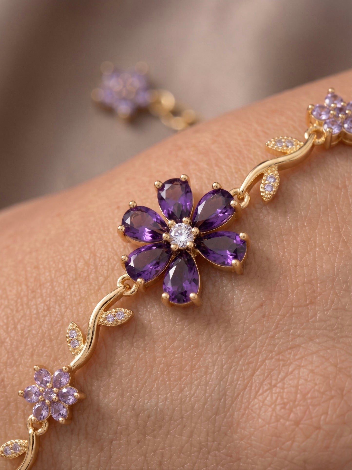 Floral Bracelet - Purple