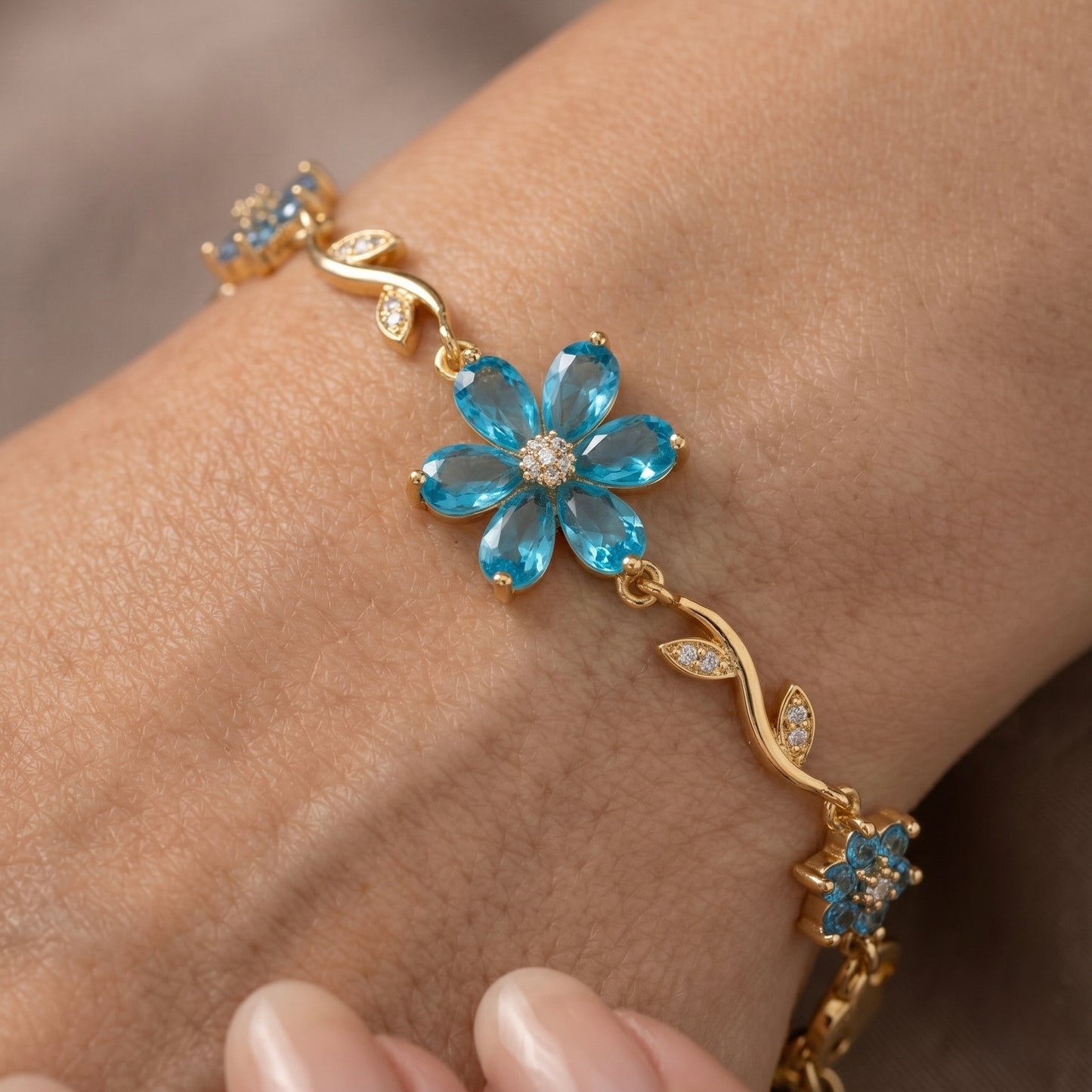 Floral Bracelet - Blue
