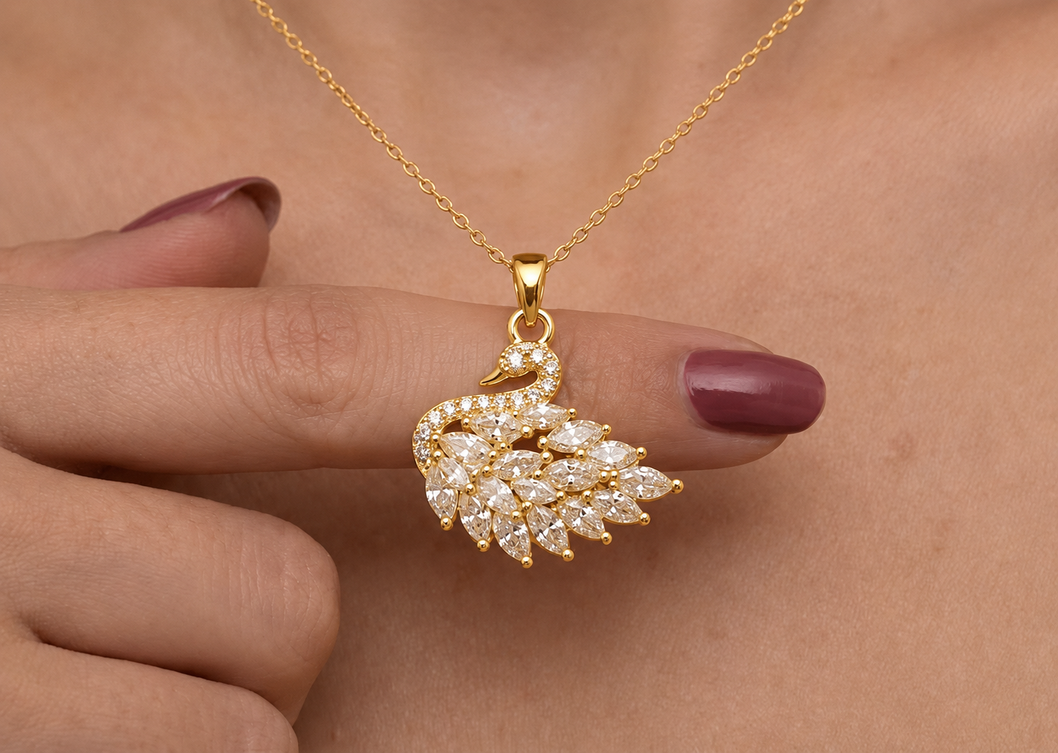 Swan Necklace - Gold
